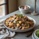 Close-up of Martha Stewart-Inspired Mushroom Stuffing showing its texture