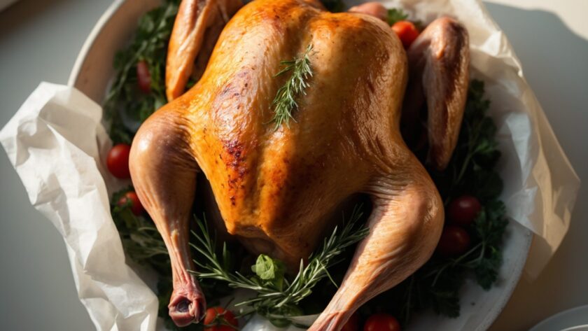Martha Stewart-Inspired Parchment Paper Turkey ready to serve