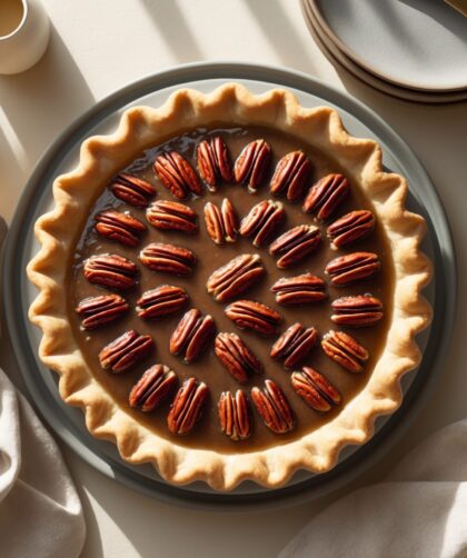 Martha Stewart-Inspired Pecan Pie ready to serve