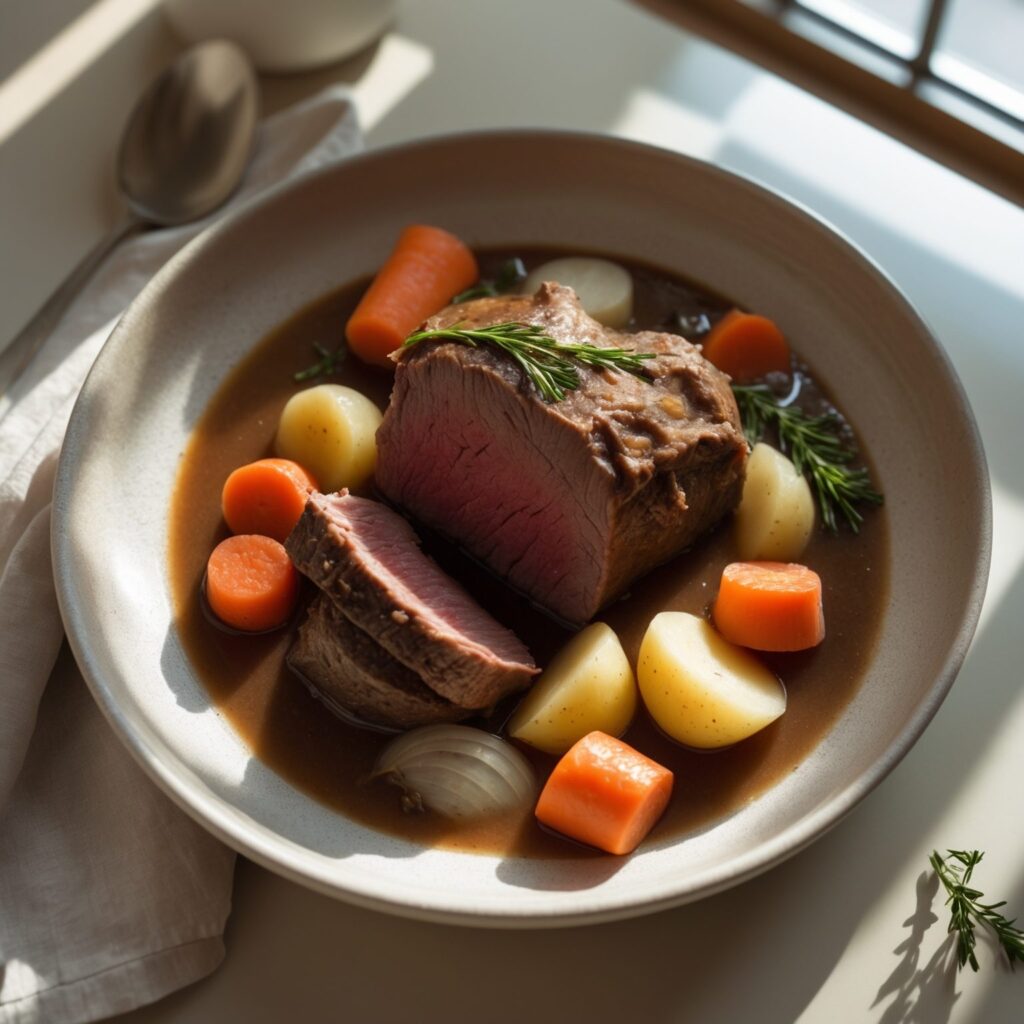 Martha Stewart-Inspired Pot Roast ready to serve