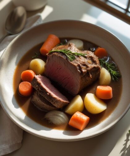 Martha Stewart-Inspired Pot Roast ready to serve