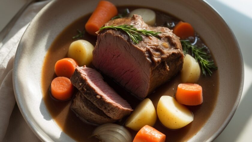Martha Stewart-Inspired Pot Roast ready to serve