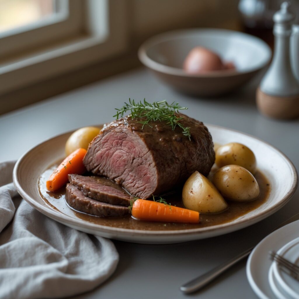 Close-up of Martha Stewart-Inspired Pot Roast showing its texture