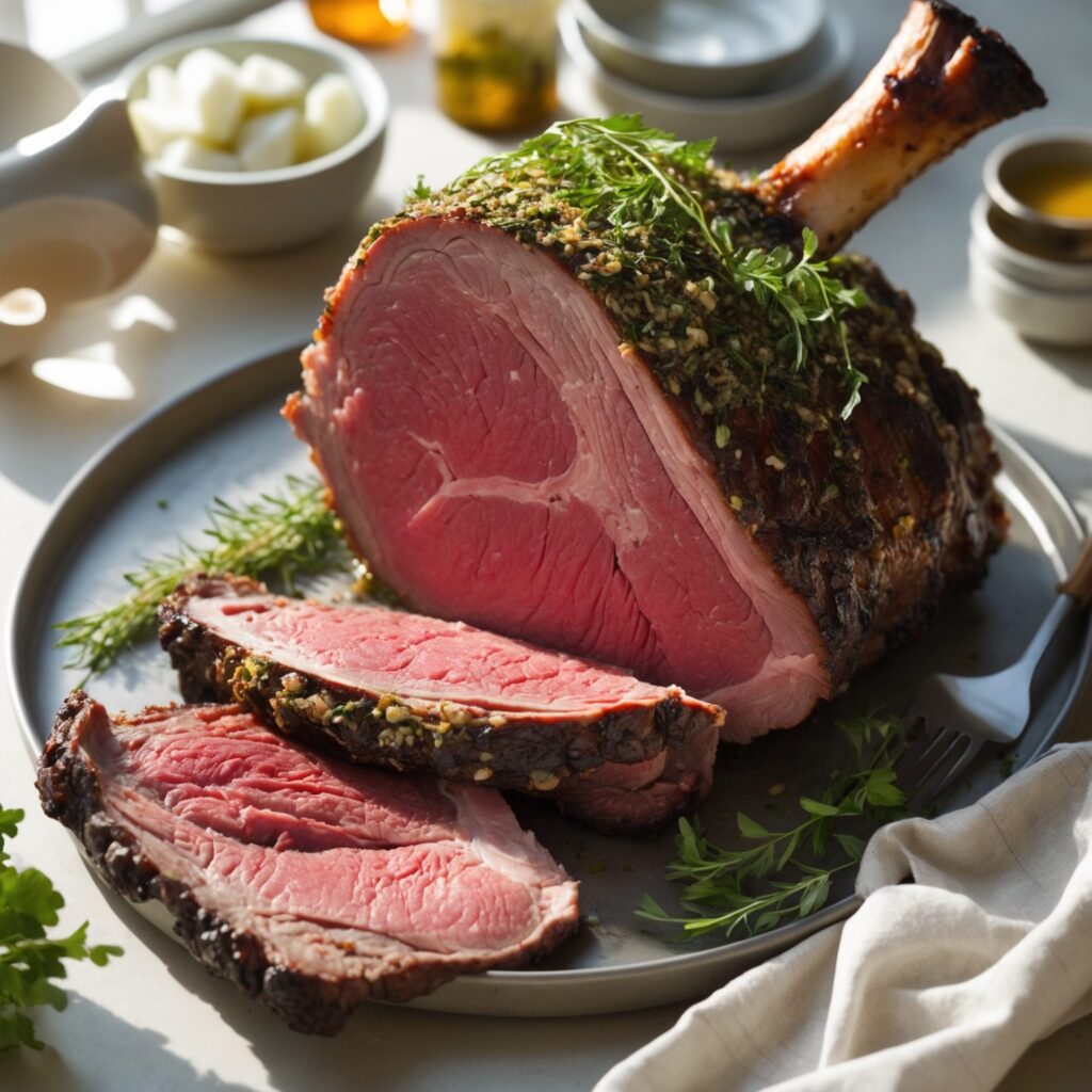 Martha Stewart-Inspired Prime Rib ready to serve