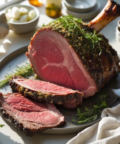 Martha Stewart-Inspired Prime Rib ready to serve