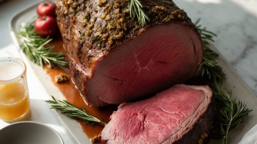 Martha Stewart-Inspired Prime Rib Roast ready to serve