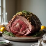 Close-up of Martha Stewart-Inspired Prime Rib Roast showing its texture