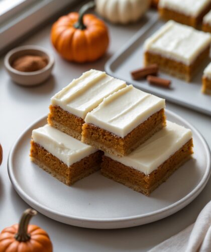 Martha Stewart-Inspired Pumpkin Bars ready to serve