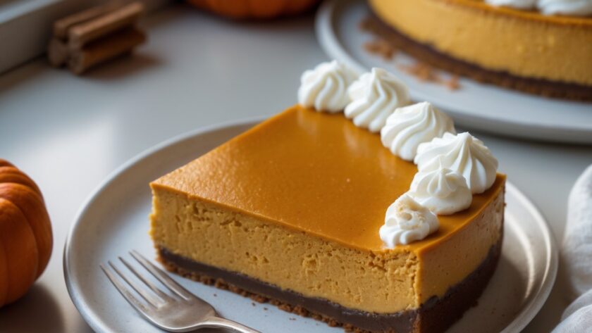 Martha Stewart-Inspired Pumpkin Cheesecake ready to serve