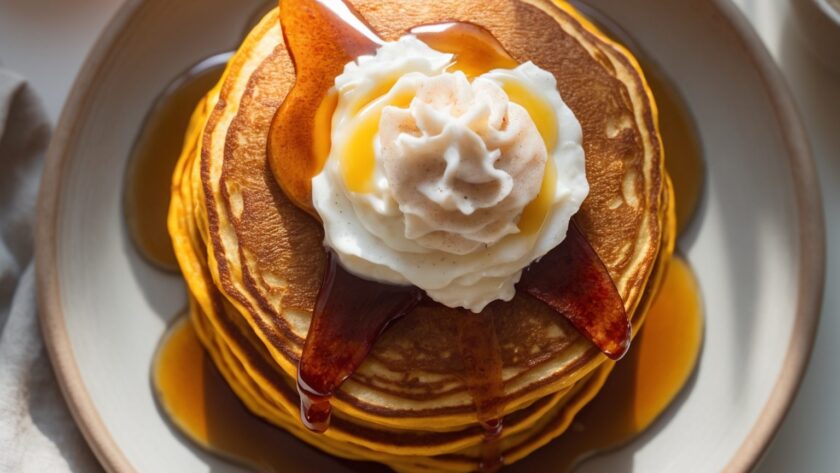 Martha Stewart-Inspired Pumpkin Pancakes ready to serve
