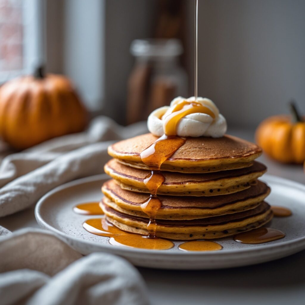 Close-up of Martha Stewart-Inspired Pumpkin Pancakes showing its texture