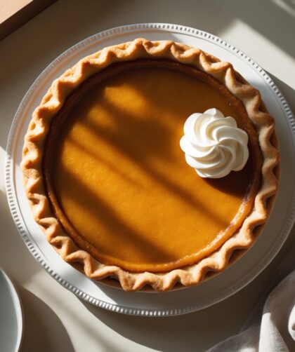 Martha Stewart-Inspired Pumpkin Pie ready to serve