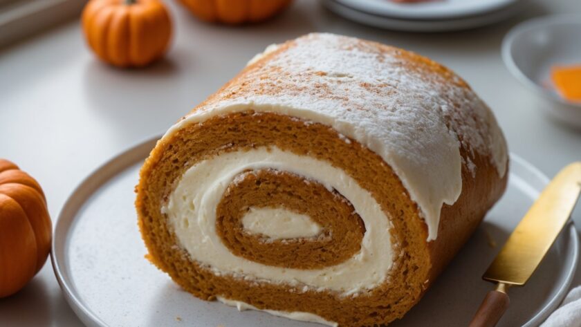 Martha Stewart-Inspired Pumpkin Roll ready to serve