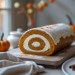 Close-up of Martha Stewart-Inspired Pumpkin Roll showing its texture
