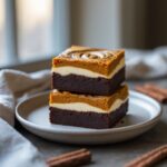 Close-up of Martha Stewart-Inspired Pumpkin Swirl Brownies showing its texture