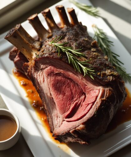 Martha Stewart-Inspired Rib Roast ready to serve