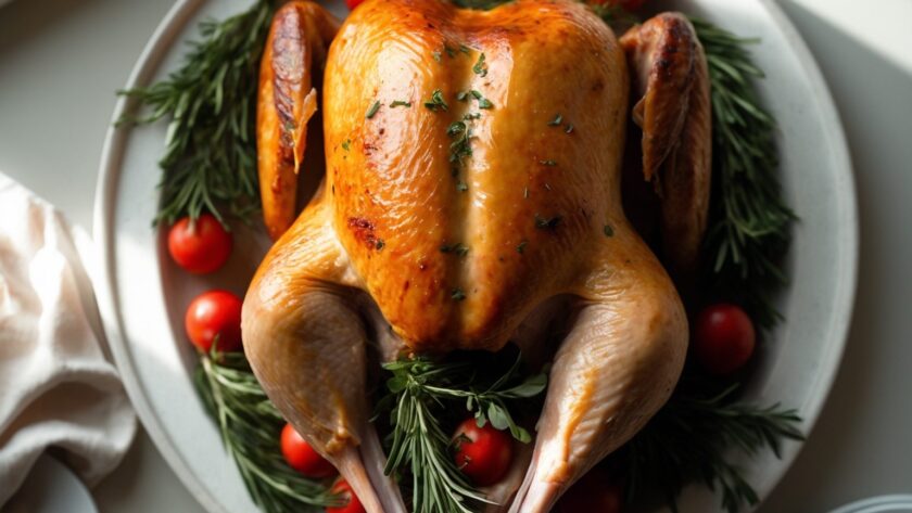 Martha Stewart-Inspired Roast Turkey ready to serve