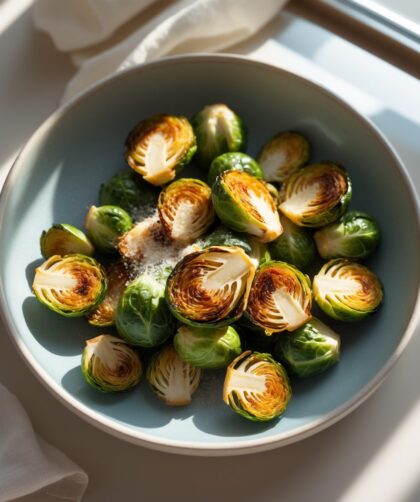 Martha Stewart-Inspired Roasted Brussels Sprouts ready to serve