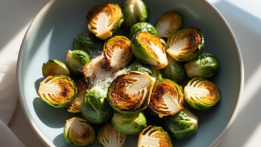 Martha Stewart-Inspired Roasted Brussels Sprouts ready to serve