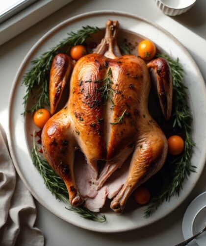 Martha Stewart-Inspired Roasted Turkey Breast ready to serve