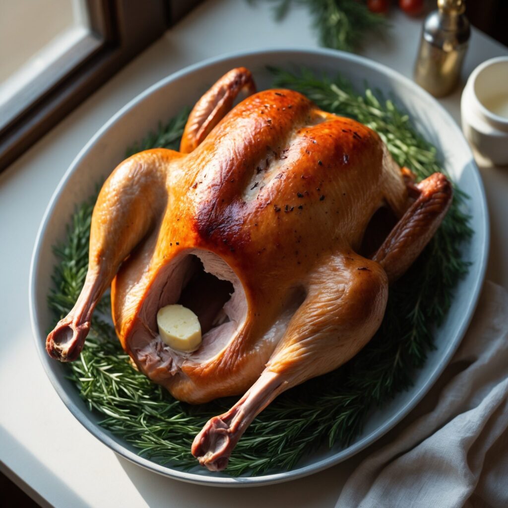 Martha Stewart-Inspired Roasted Turkey ready to serve