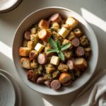 Martha Stewart-Inspired Sausage Stuffing ready to serve
