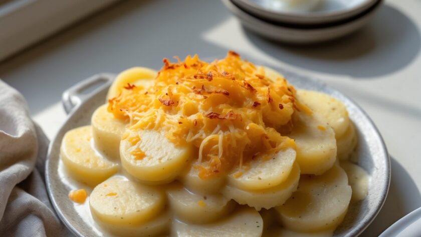 Martha Stewart-Inspired Scalloped Potatoes ready to serve