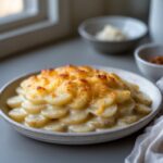 Close-up of Martha Stewart-Inspired Scalloped Potatoes showing its texture
