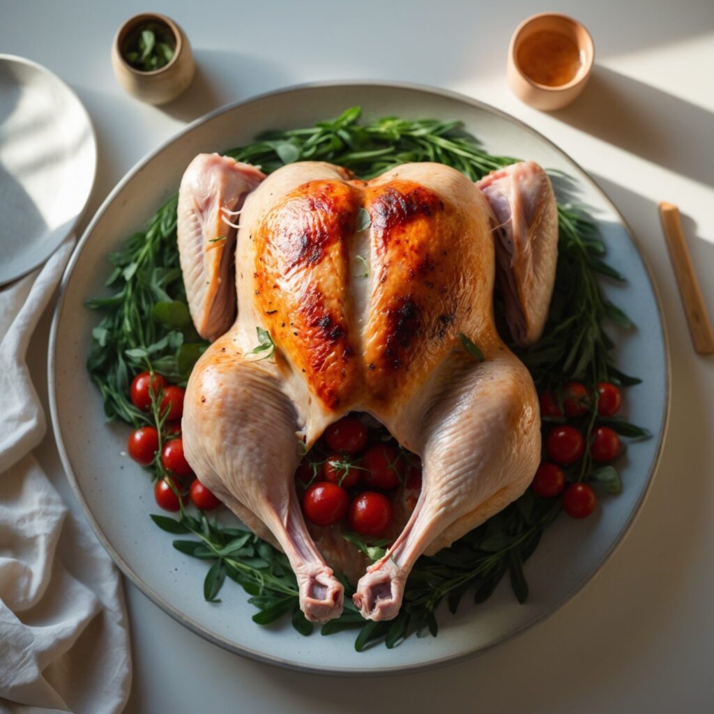 Martha Stewart-Inspired Spatchcock Turkey ready to serve