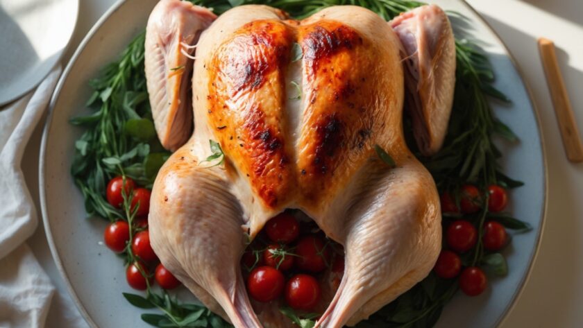 Martha Stewart-Inspired Spatchcock Turkey ready to serve