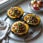 Martha Stewart-Inspired Stuffed Acorn Squash ready to serve