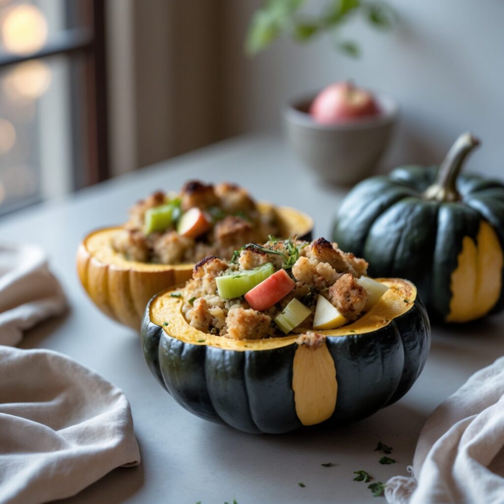 Close-up of Martha Stewart-Inspired Stuffed Acorn Squash showing its texture