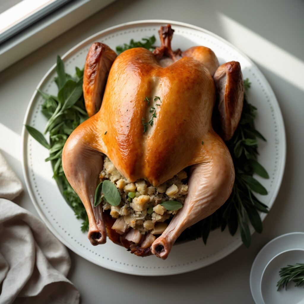 Martha Stewart-Inspired Stuffed Turkey ready to serve