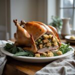 Close-up of Martha Stewart-Inspired Stuffed Turkey showing its texture