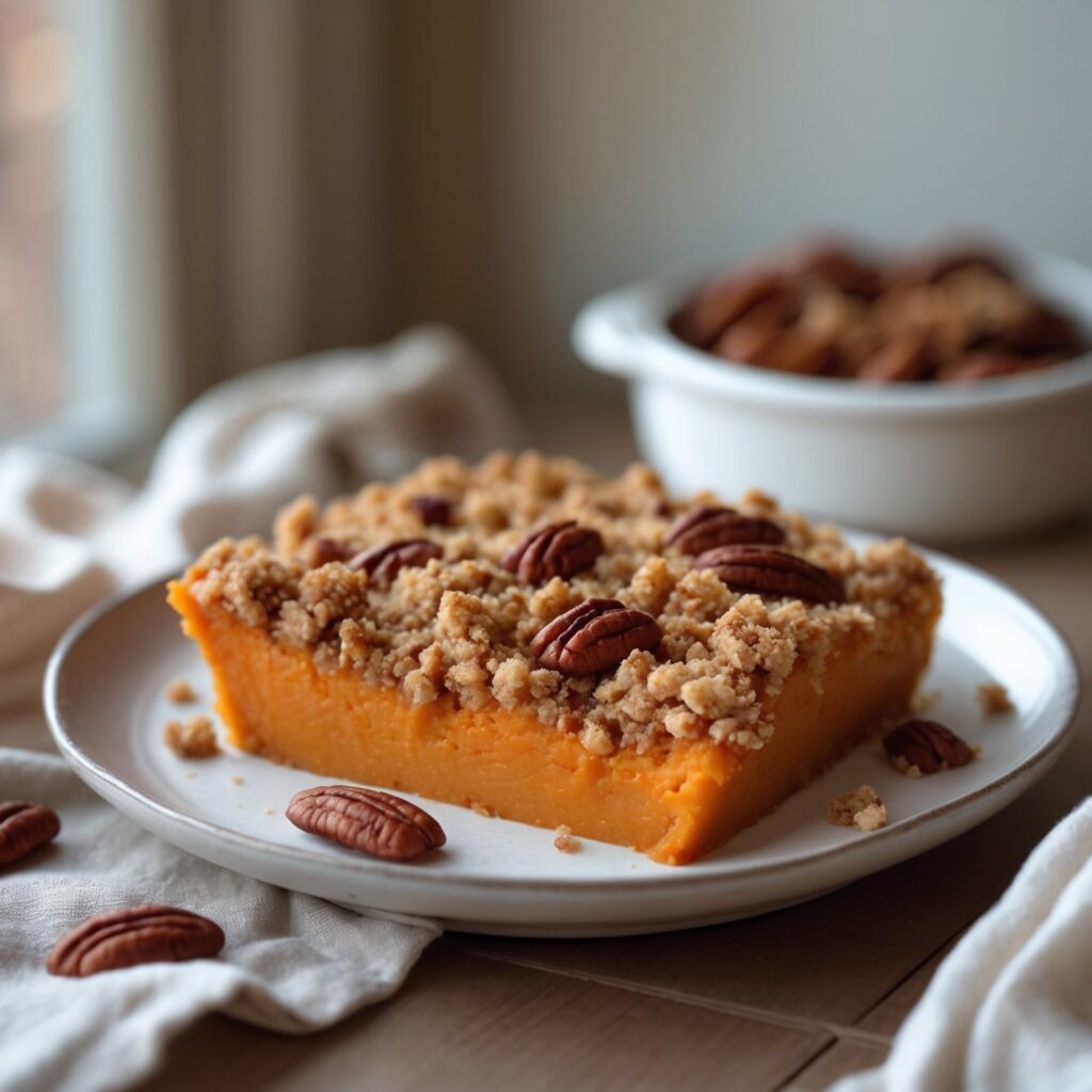 Close-up of Martha Stewart-Inspired Sweet Potato Casserole showing its texture