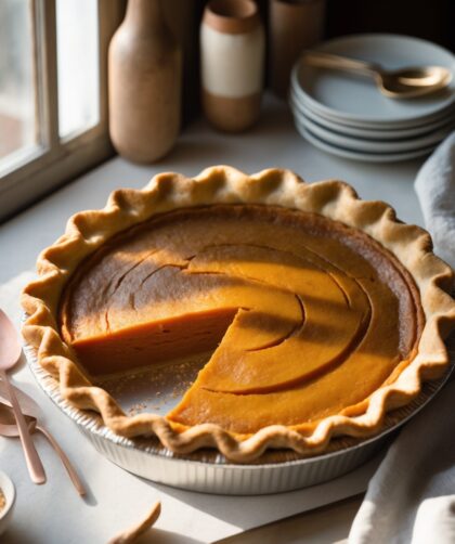 Martha Stewart-Inspired Sweet Potato Pie ready to serve
