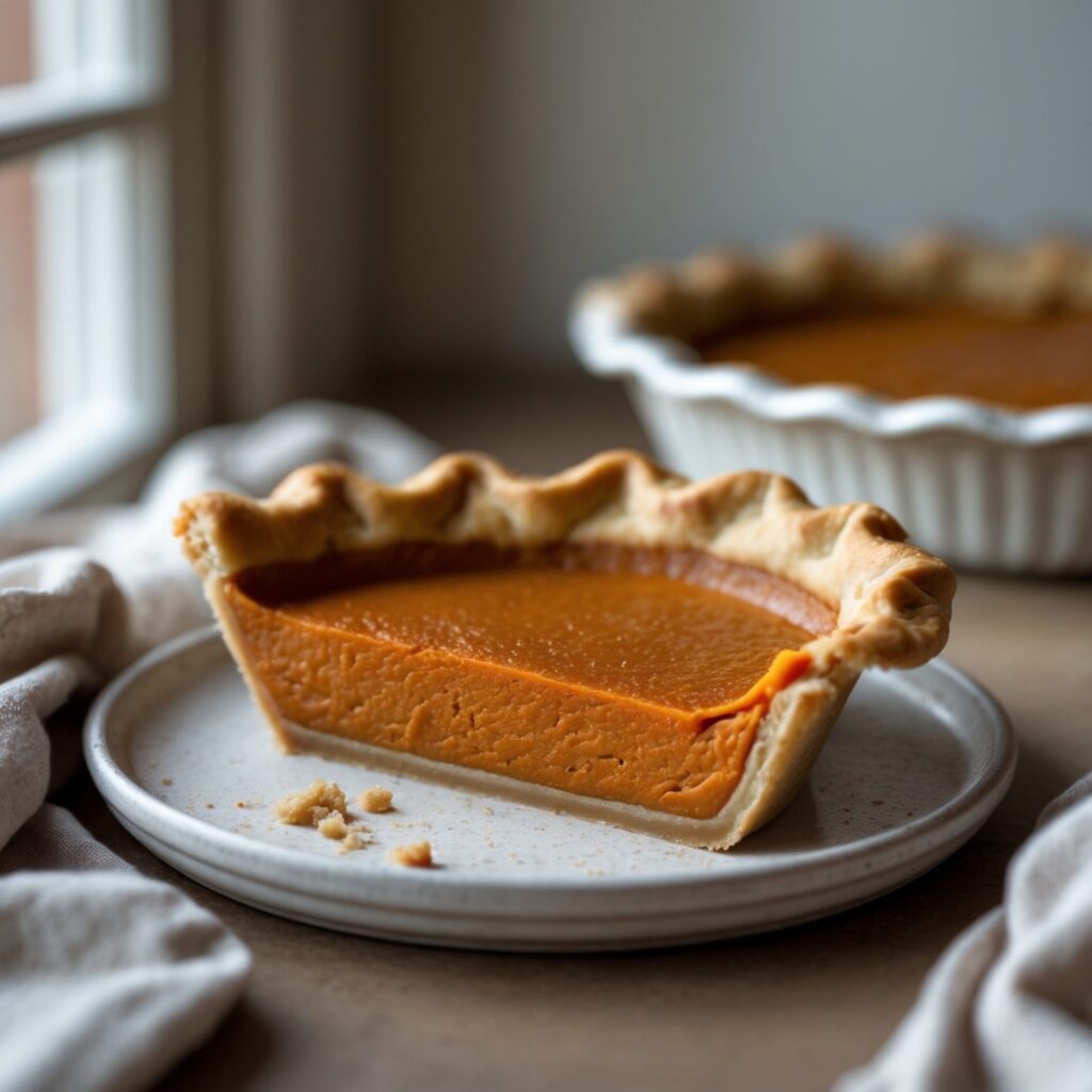 Close-up of Martha Stewart-Inspired Sweet Potato Pie showing its texture