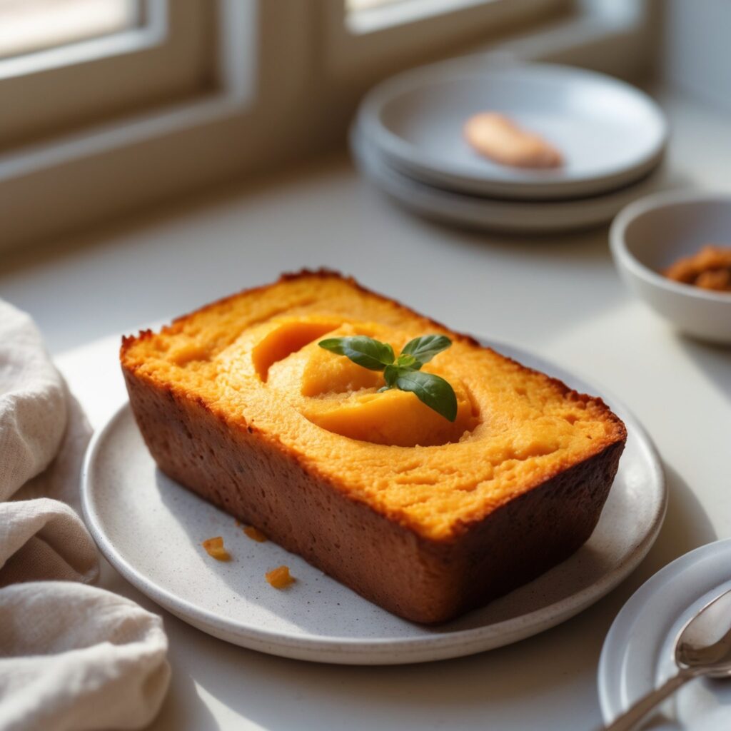 Martha Stewart-Inspired Sweet Potato Spoon Bread ready to serve