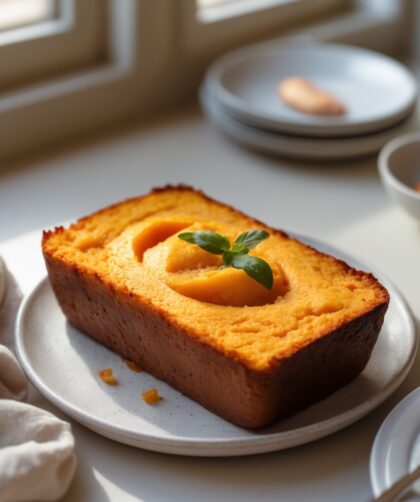 Martha Stewart-Inspired Sweet Potato Spoon Bread ready to serve