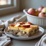 Close-up of Martha Stewart-Inspired Thanksgiving Breakfast Casserole showing its texture