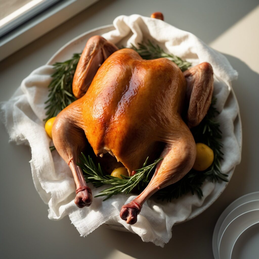 Martha Stewart-Inspired Turkey Cheesecloth ready to serve