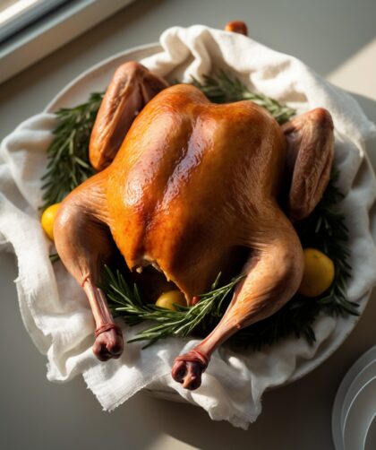 Martha Stewart-Inspired Turkey Cheesecloth ready to serve