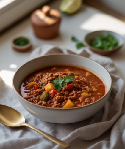 Martha Stewart-Inspired Turkey Chili ready to serve