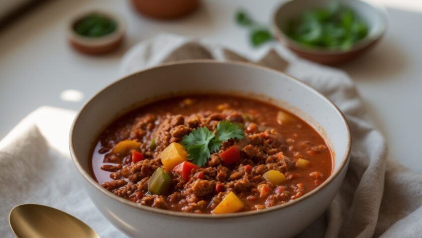 Martha Stewart-Inspired Turkey Chili ready to serve