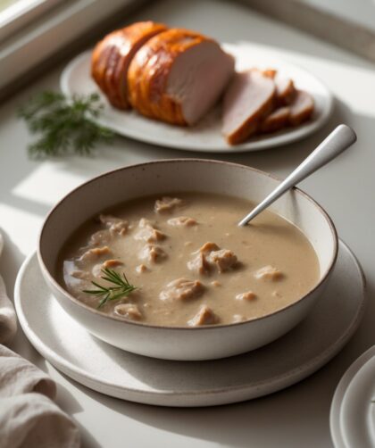 Martha Stewart-Inspired Turkey Gravy ready to serve
