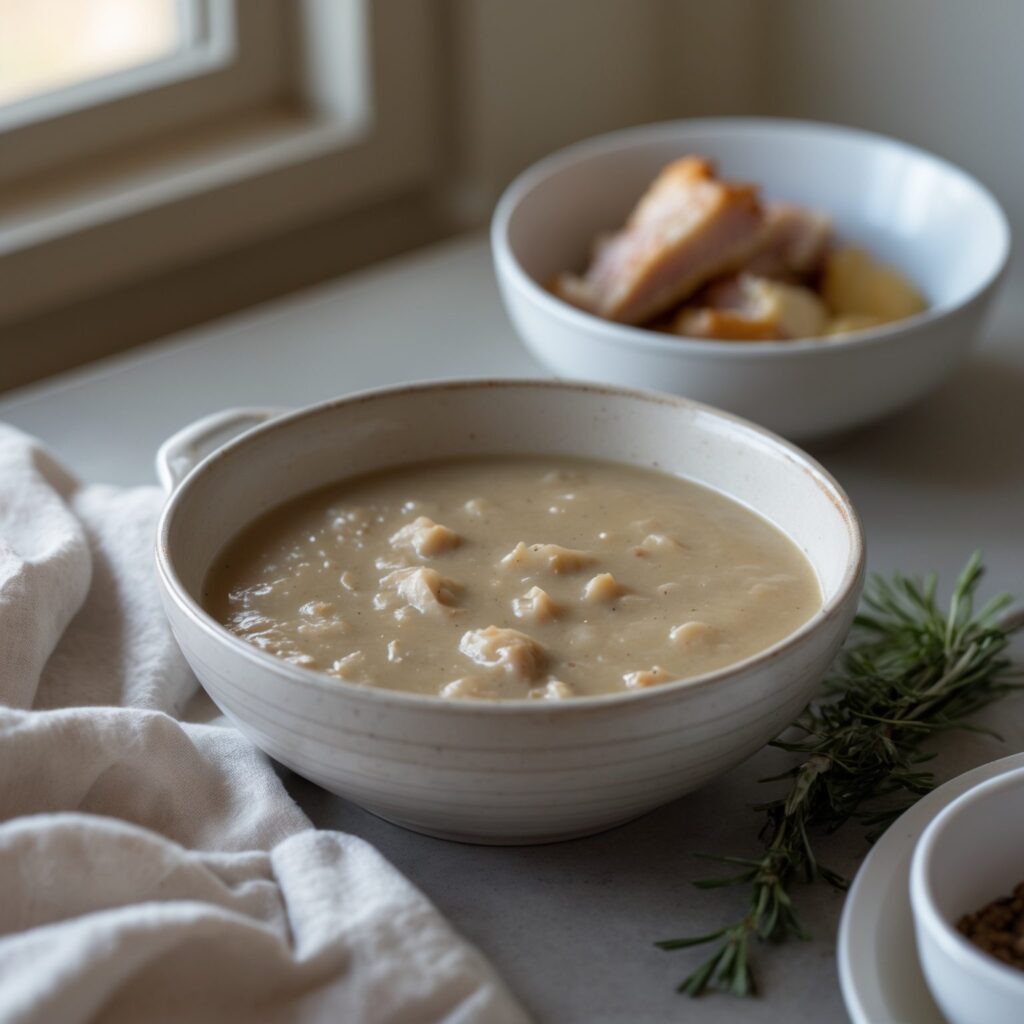 Close-up of Martha Stewart-Inspired Turkey Gravy showing its texture