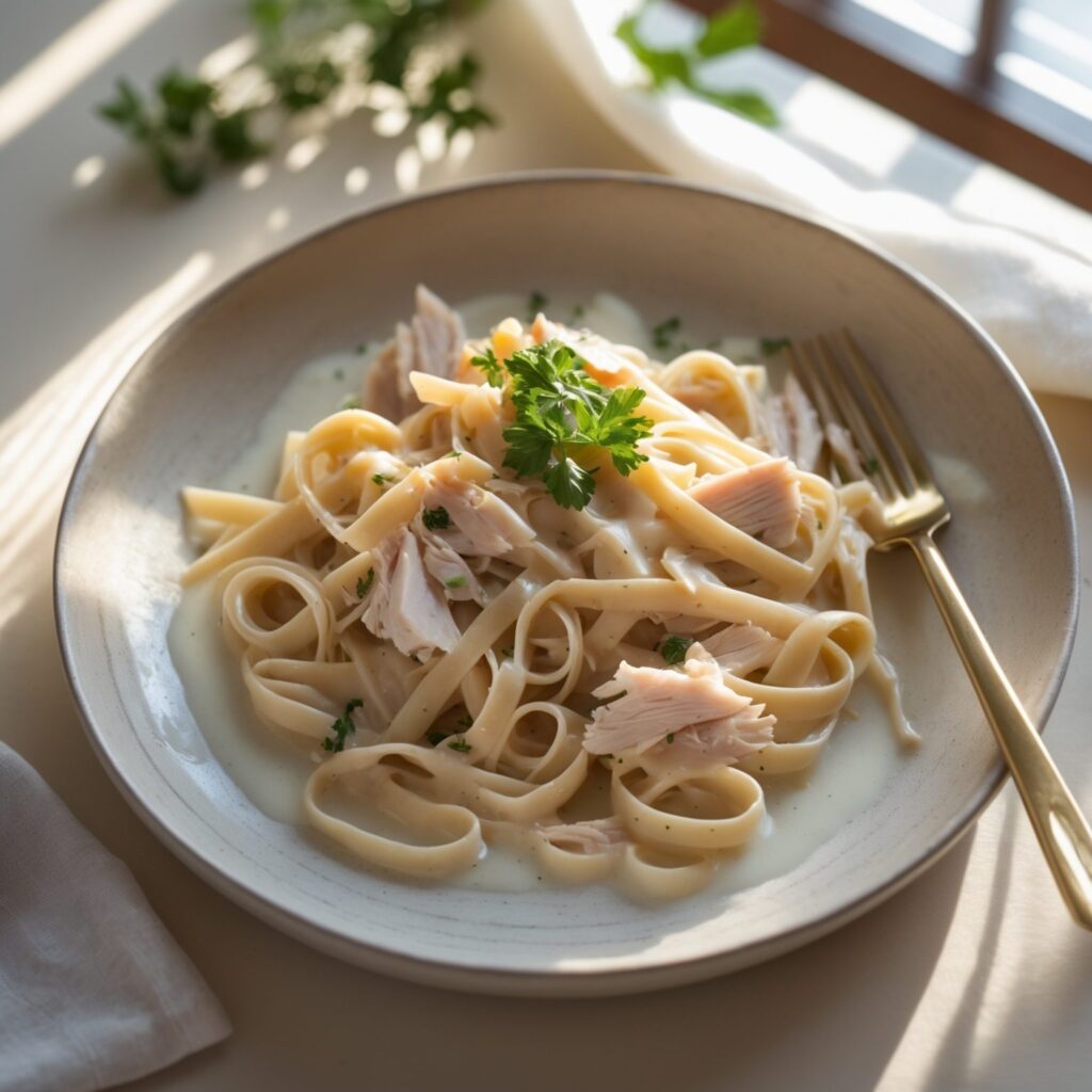 Martha Stewart-Inspired Turkey Tetrazzini ready to serve