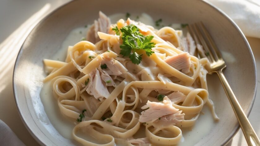 Martha Stewart-Inspired Turkey Tetrazzini ready to serve