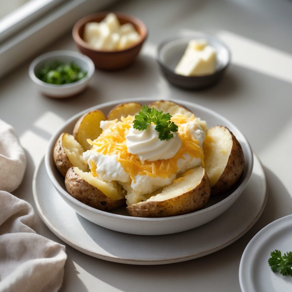 Martha Stewart-Inspired Twice-Baked Potatoes ready to serve