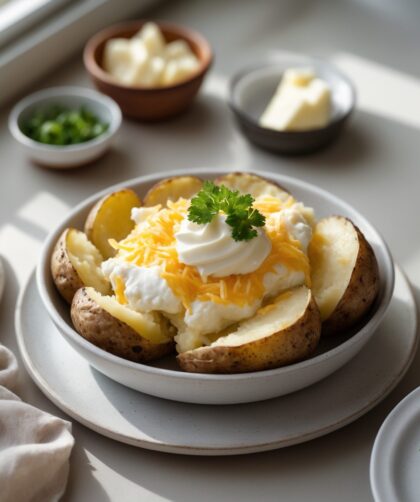 Martha Stewart-Inspired Twice-Baked Potatoes ready to serve
